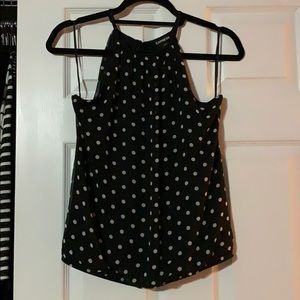 Express Black and white polka dot halter top
